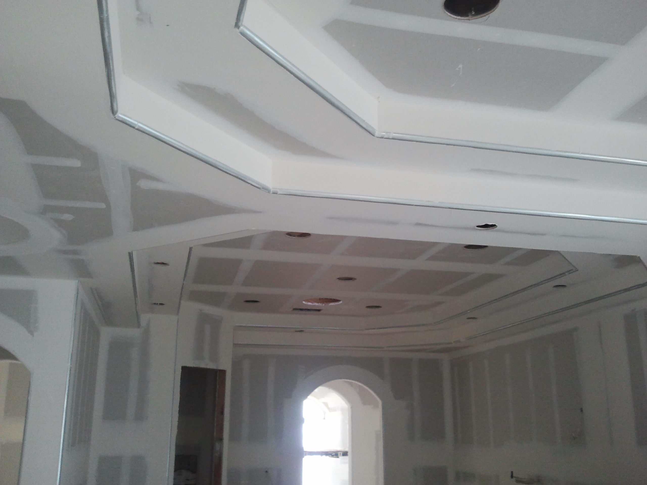 Coffered ceiling drywall taping