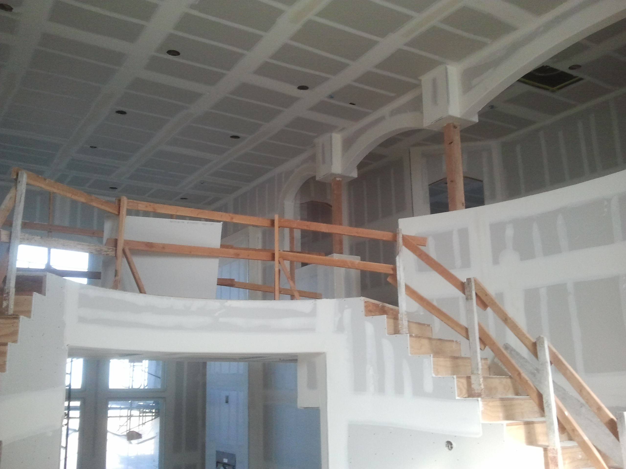 Interior drywall stairwell balcony