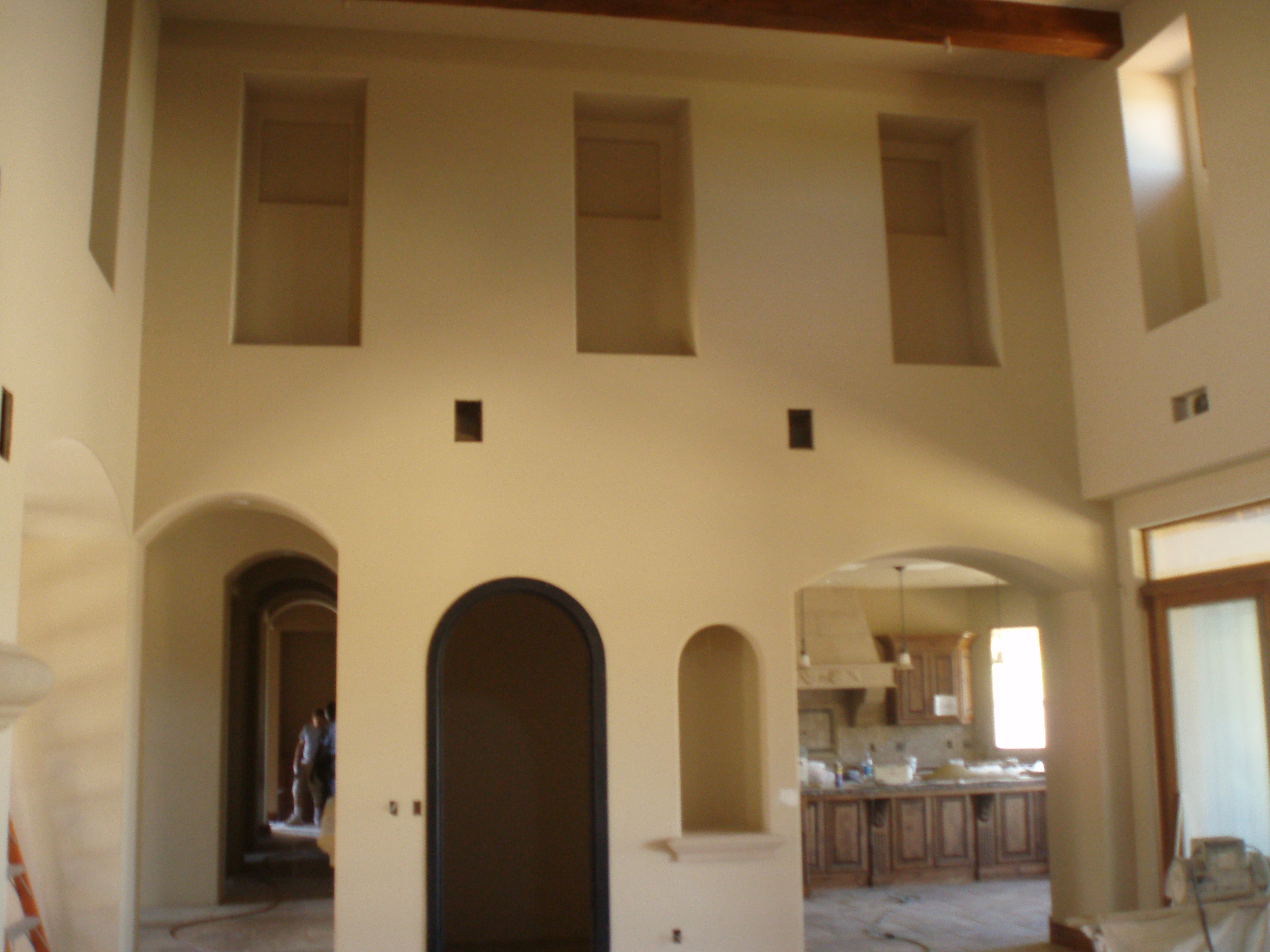 Two story interior drywall