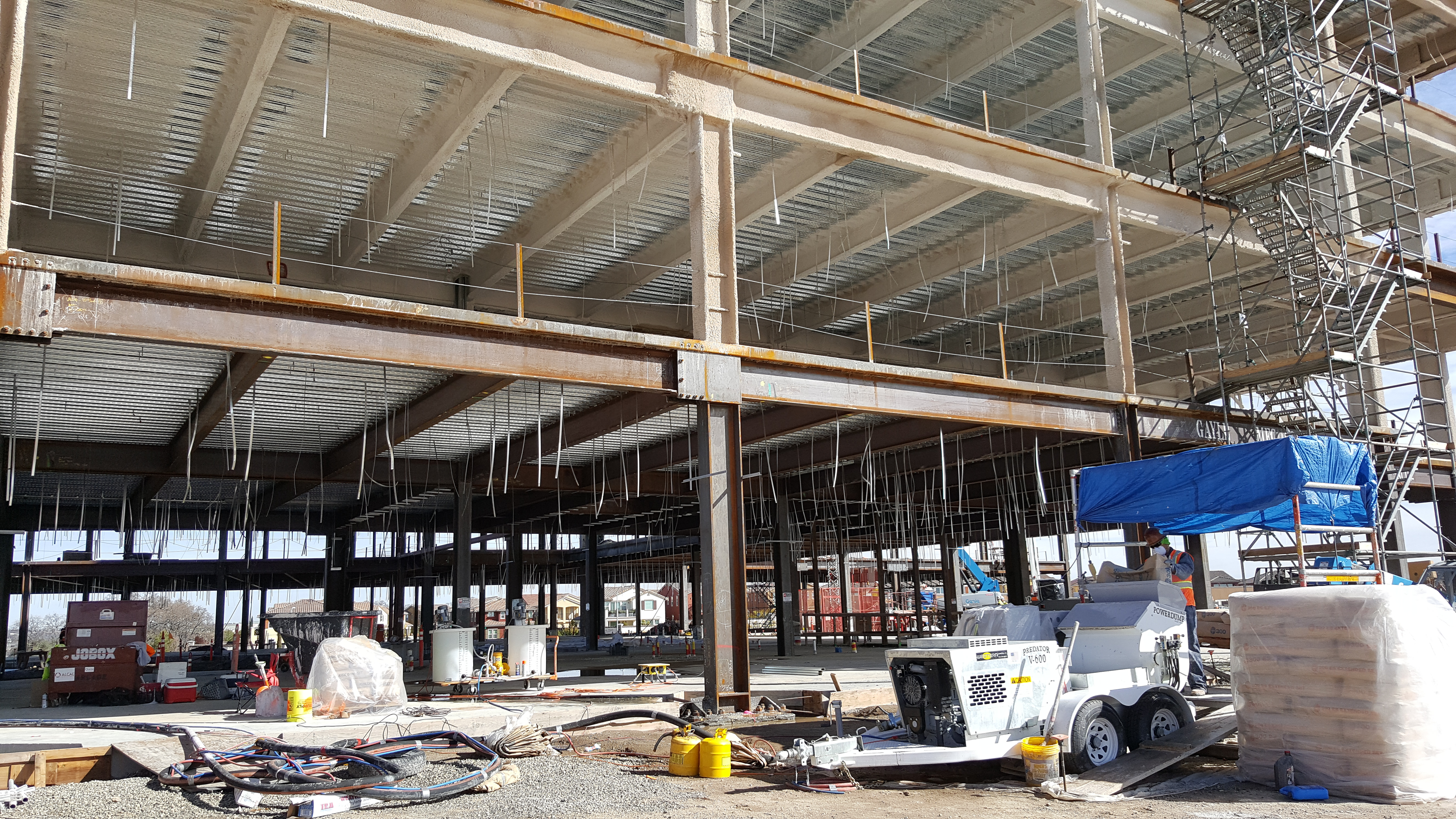Open steel deck fireproofing