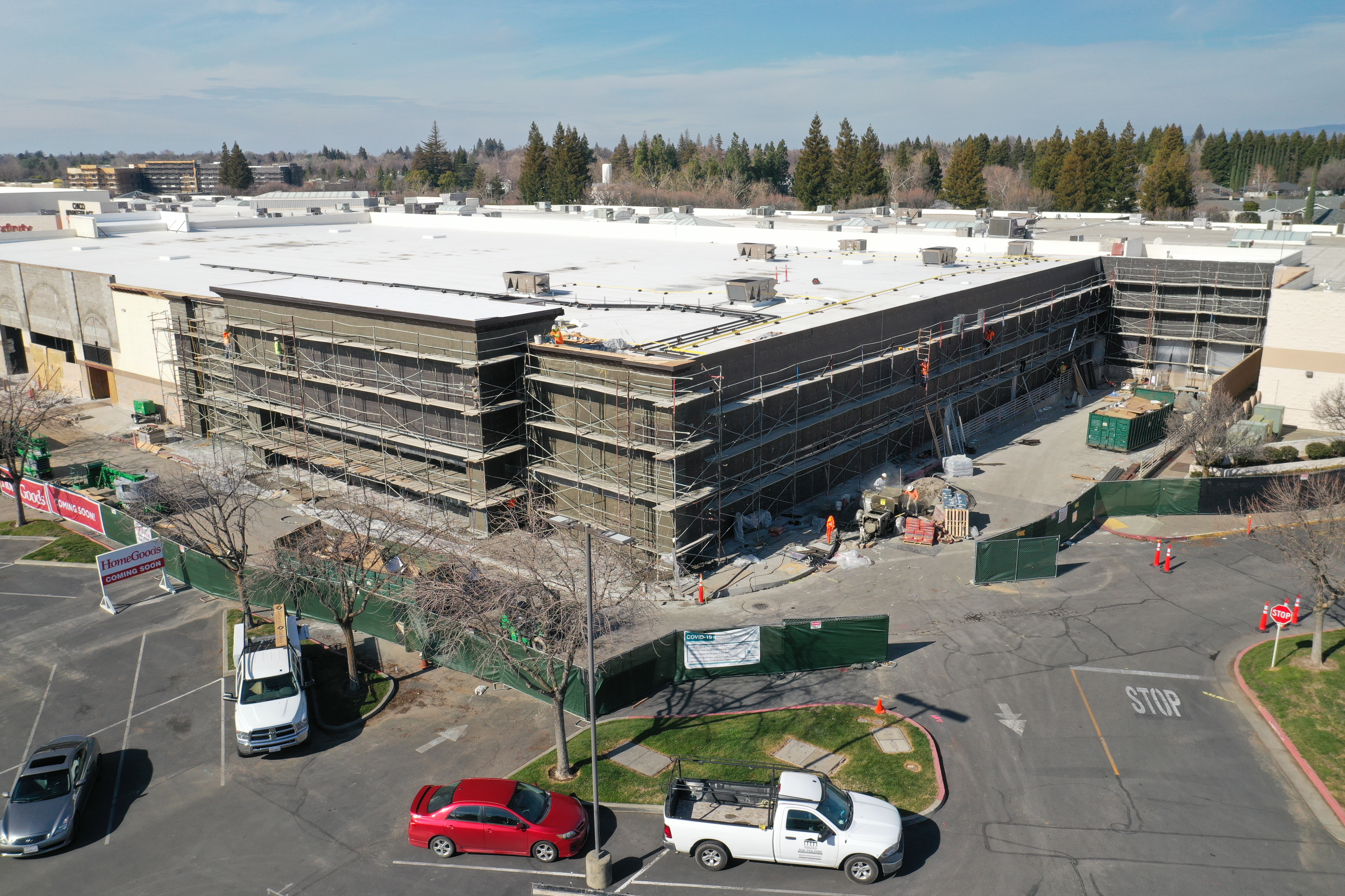 Aerial commercial stucco progress