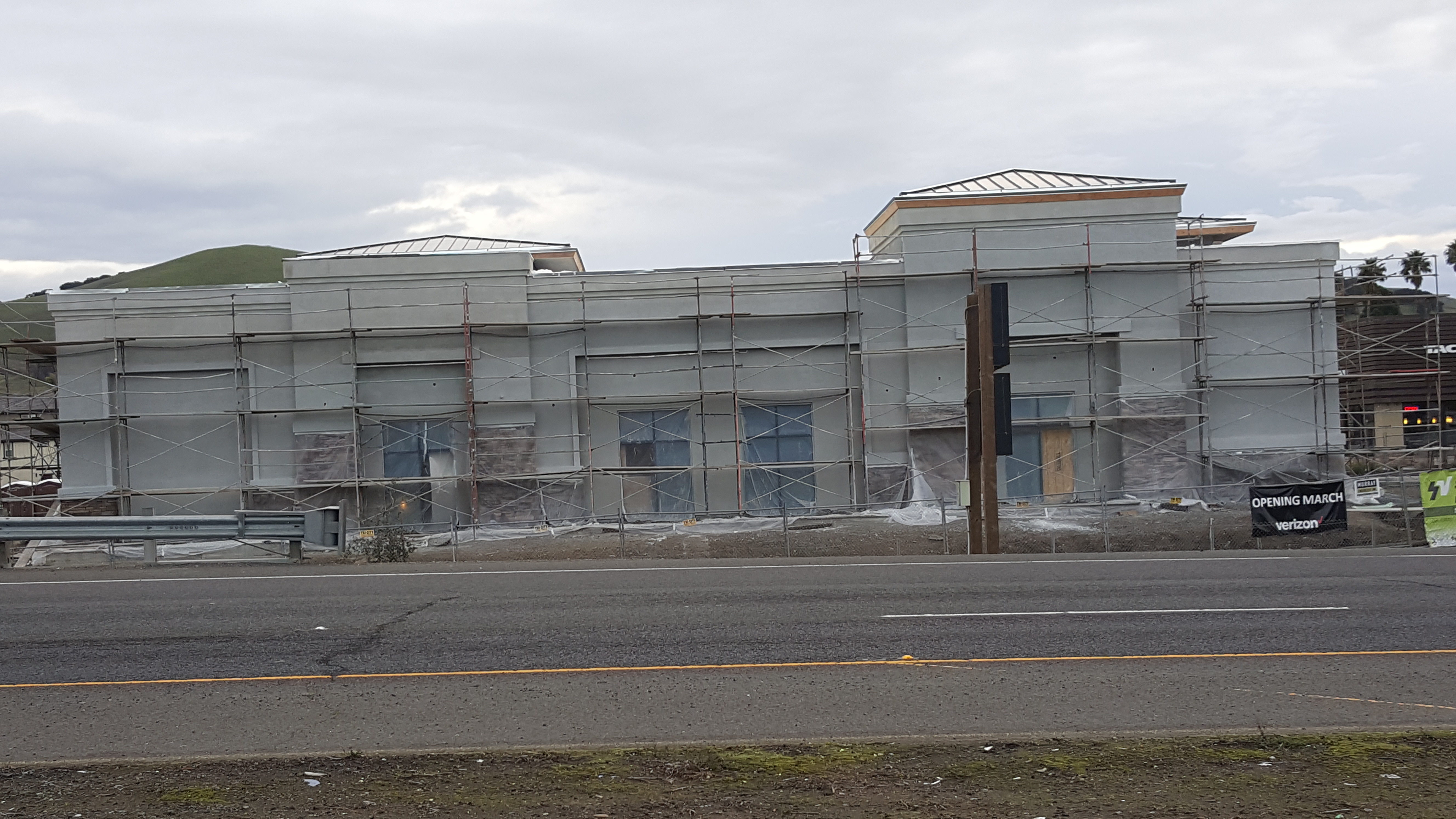 Stucco base coat facade progress