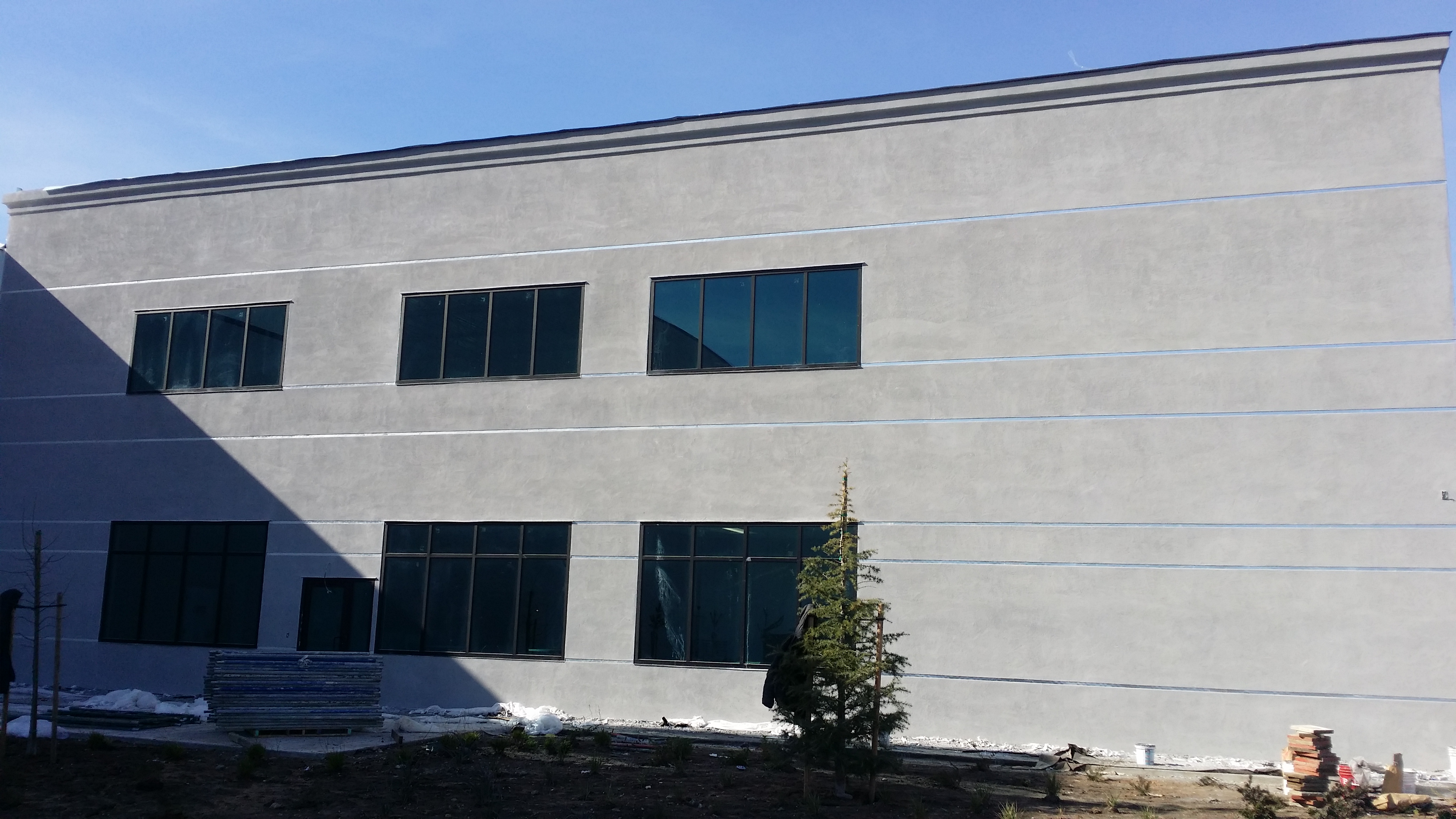 Finished commercial stucco wall