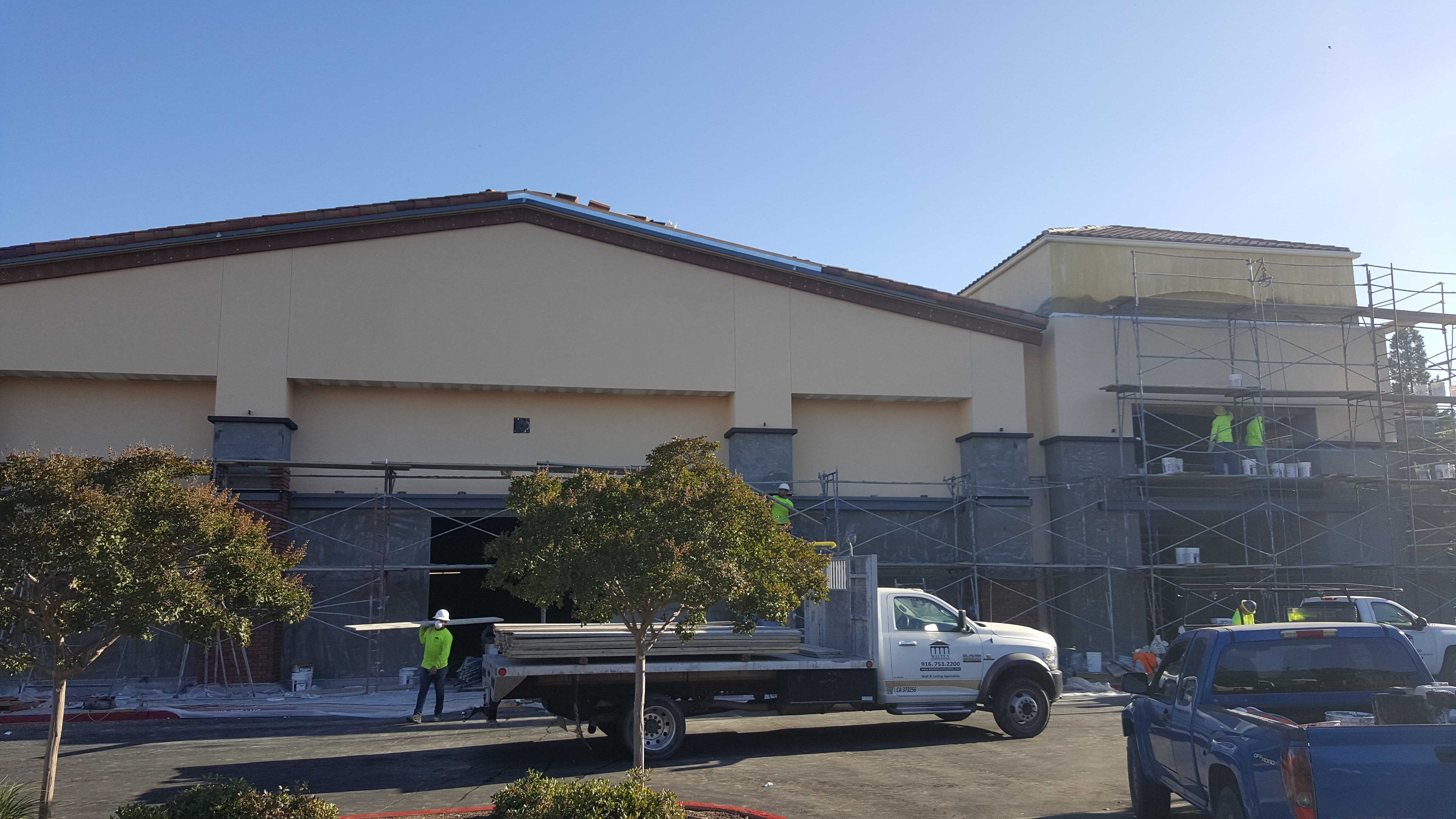 Retail facade stucco repair
