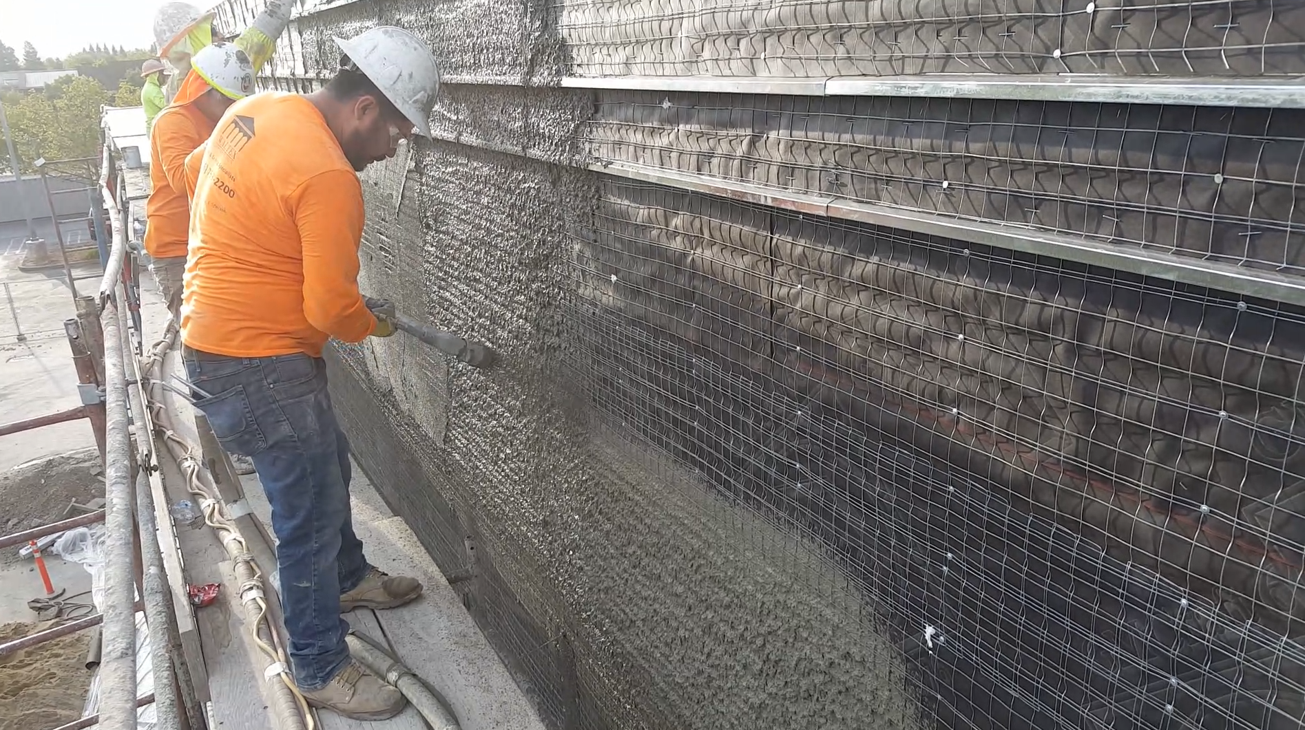 Stucco spray application wall